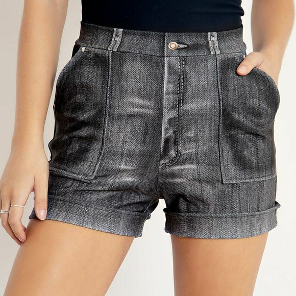 Blackmilk Pants - Blackmilk Not Actually Denim Cuffed Shorts